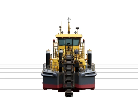 Harbor Dredger Vessel Industrial Model Bright Yellow 3D Model