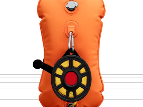 Inflatable Orange Diver Buoy with Reel Model Asset 3D Model