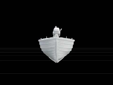 Classic Wooden Outboard Skiff with Tiller Bench Seats Modèle 3D