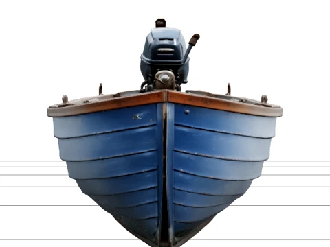 Classic Wooden Outboard Skiff with Tiller Bench Seats 3Dモデル