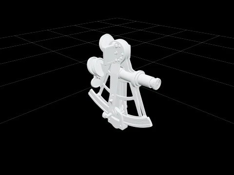 Elegant Brass Sextant Navigation Instrument Detailed Model Modello 3D