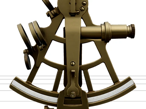 Elegant Brass Sextant Navigation Instrument Detailed Model 3D Model