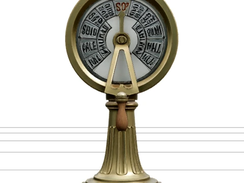 Brass Engine Order Telegraph Model on Pedestal with Wooden Base 3D Modell