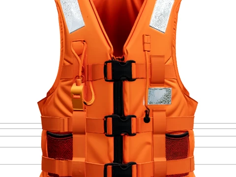 Orange Life Jacket Chest Straps Whistle Reflective Model 3D 모델