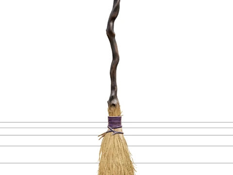 Crooked Witchs Broom with Purple Binding 3Dモデル