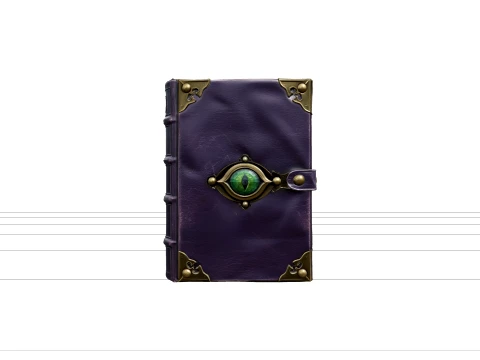 Purple Leather Spellbook with Eye Clasp Asset 3D Model