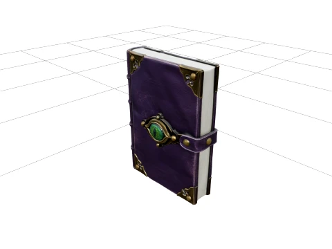 Purple Leather Spellbook with Eye Clasp Asset 3D Model