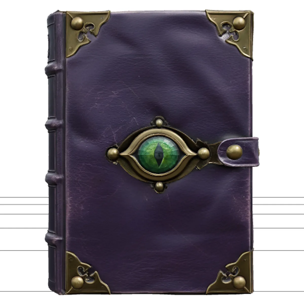 Purple Leather Spellbook with Eye Clasp Asset 3D Model .c4d .max .obj .3ds .fbx .stl .blend 