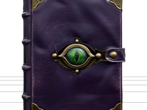 Purple Leather Spellbook with Eye Clasp Asset 3D Model