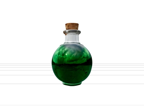 Emerald Potion Bottle with Bone Label Asset 3D Modell
