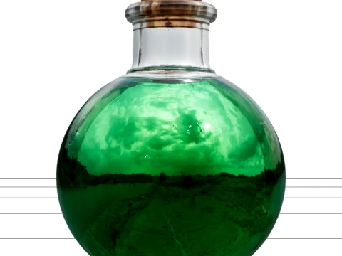 Emerald Potion Bottle with Bone Label Asset 3D Model