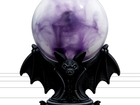 Violet Crystal Ball on Smoky Bat Wing Pedestal 3D Model