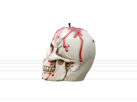 Cream Skull Candle with Red Wax Drips Asset 3D Modell