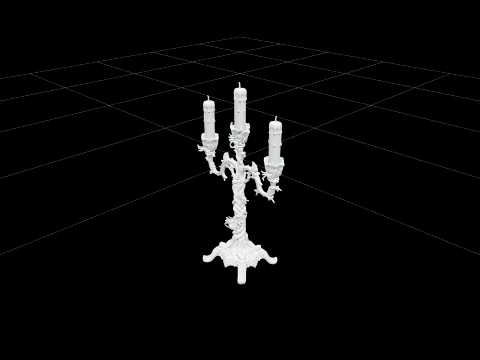 Gothic Candelabrum with Silver Spiders Asset 3D Modell