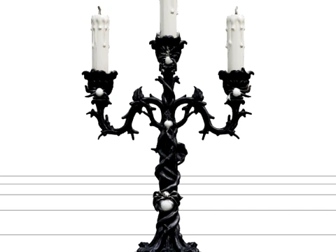 Gothic Candelabrum with Silver Spiders Asset Modelo 3D