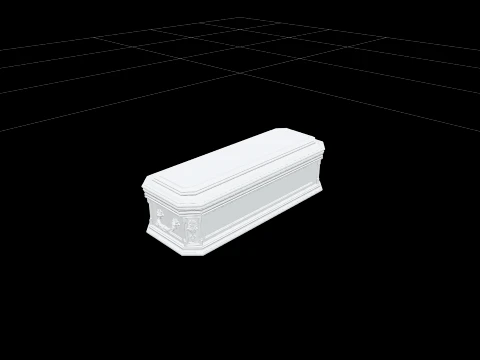 Ornate Mahogany Coffin with Crimson Lining 3D Modell