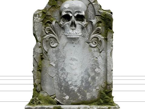 Weathered Skull Gravestone with Green Moss Asset Modèle 3D