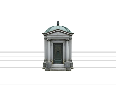 Stone Mausoleum with Bronze Door and Copper Roof 3D Modell