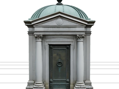 Stone Mausoleum with Bronze Door and Copper Roof Modelo 3D