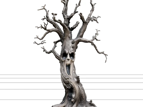 &Aacute;rbol de cara de fantasma retorcido con activo de ra&iacute;ces expuestas Modelo 3D