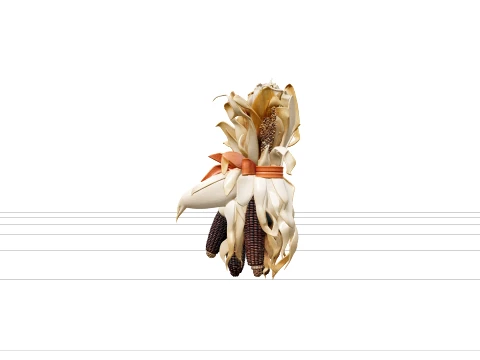 Halloween Corn Stalk Decor with Golden Leaves Asset 3D Model