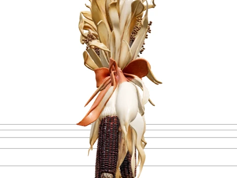 Halloween Corn Stalk Decor with Golden Leaves Asset 3Dモデル
