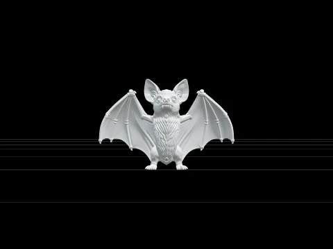Bat Figurine with Burgundy Wings and Ivory Fangs Asset Model 3D