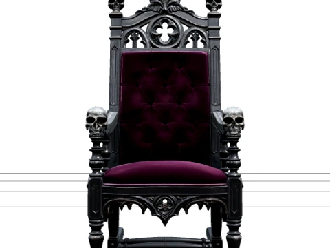 Haunted Rocking Chair with Plum Cushion Skull Finials 3Dモデル