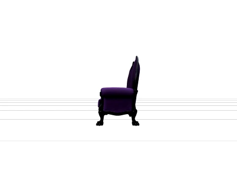 Gothic Sofa with Purple Velvet and Bat Wing Backrest 3D Model