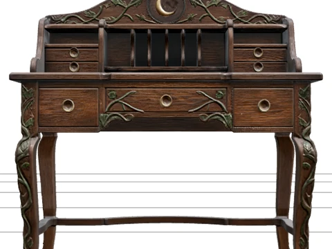 Witch Writing Desk with Brass Handles and Green Vines Modelo 3D