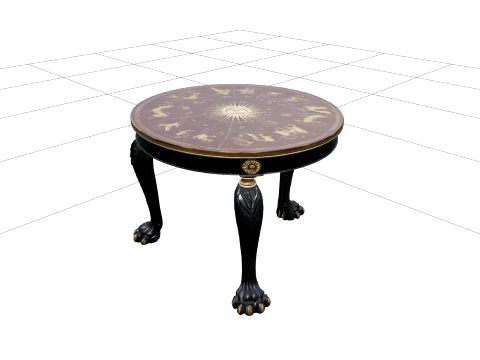 Seance Table with Zodiac Inlays and Claw Legs Asset 3D 모델