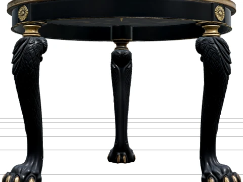 Seance Table with Zodiac Inlays and Claw Legs Asset 3Dモデル
