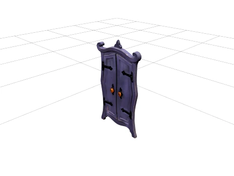 Haunted Wardrobe with Purple Doors and Eye Handles Model 3D