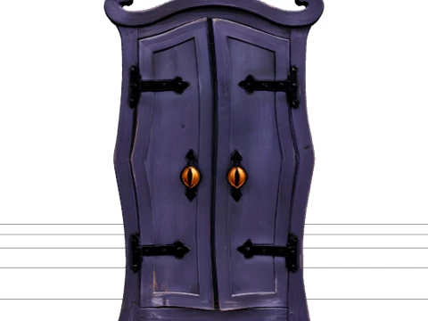 Haunted Wardrobe with Purple Doors and Eye Handles 3Dモデル