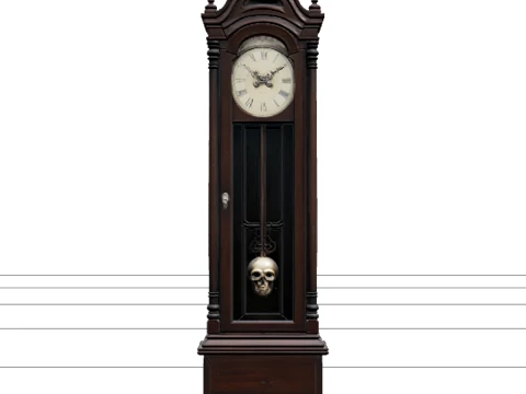 Haunted Grandfather Clock with Skull Pendulum Asset Modelo 3D