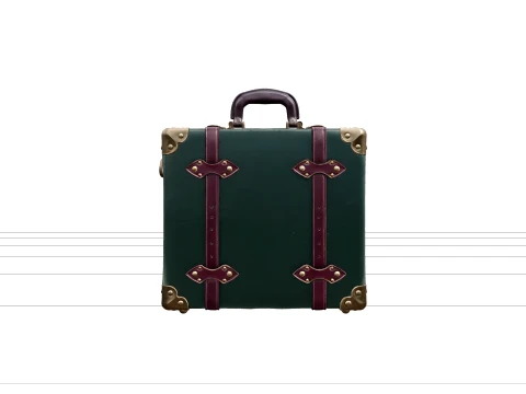 Gothic Carriage Suitcase with Green Leather and Brass 3D Модель