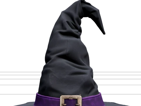 Crooked Witch Hat with Purple Band and Brass Buckle Modelo 3D