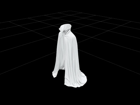 Vampire Cape with Crimson Lining and Silver Clasp 3D Model