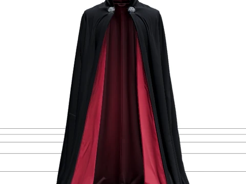 Vampire Cape with Crimson Lining and Silver Clasp 3D Модель