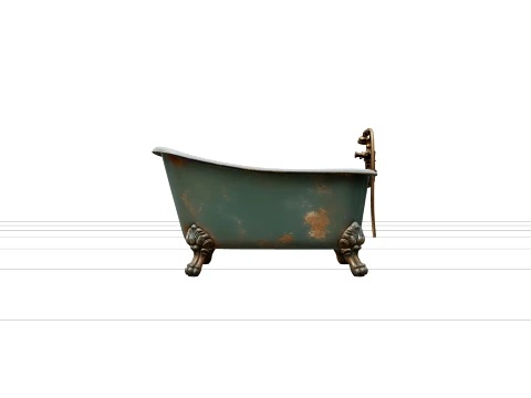 Halloween Clawfoot Bathtub with Green Enamel Asset Modelo 3D