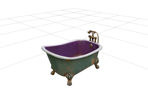 Halloween Clawfoot Bathtub with Green Enamel Asset 3D Model