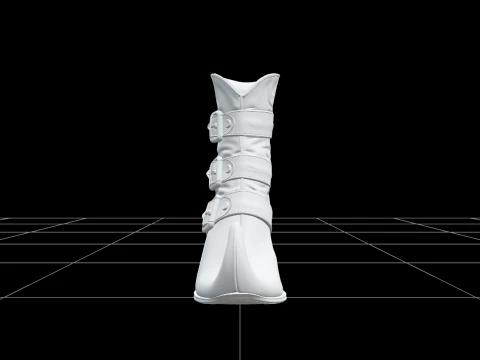 Witch Boot with Curled Toe and Purple Leather Asset Modelo 3D