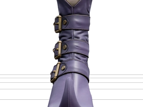 Witch Boot with Curled Toe and Purple Leather Asset 3D Modell