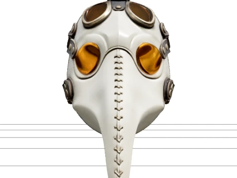 Plague Doctor Mask with Ivory Beak and Amber Lenses Modelo 3D