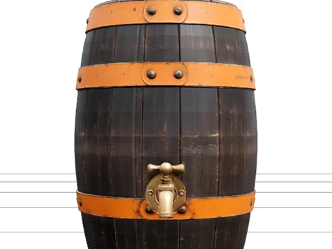 Halloween Wooden Keg with Purple Valve and Brass Tap Modelo 3D