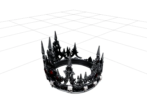 Gothic Crown with Red Gems and Silver Skull Details 3D Modell