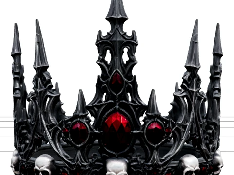Gothic Crown with Red Gems and Silver Skull Details Modello 3D