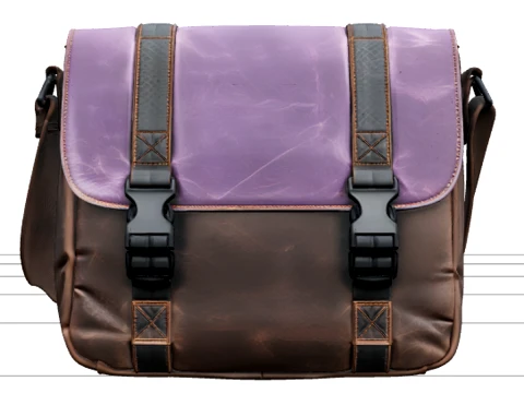 Messenger Bag with Purple Flap and Orange Stitching 3D Model