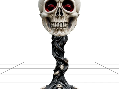Skull Goblet with Ruby Eyes and Twisted Black Stem 3D Modell
