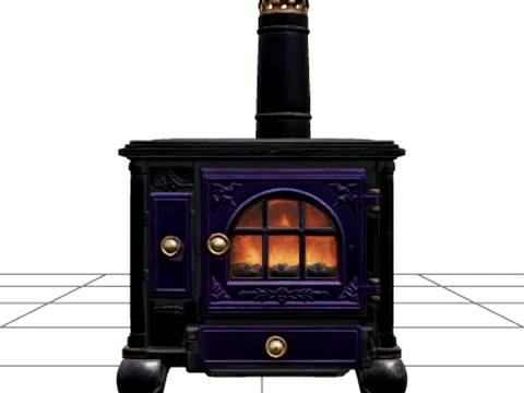 Halloween Iron Stove with Purple Doors Ember Window 3D Modell